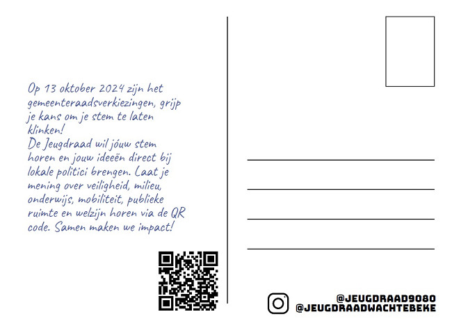 Een Debattle-postkaart voor alle 14 tot 18 jarigen in Lochristi en Wachtebeke